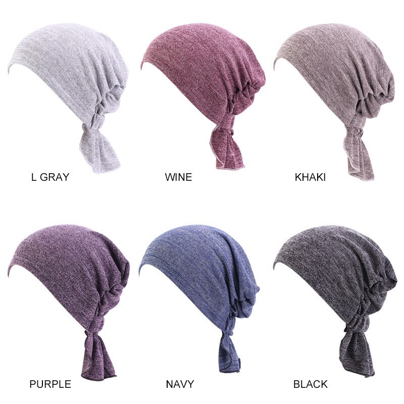 Kvinders muslimske hijab stretchy bomuldshat turban hår hætter dække hårtab hovedtørklæde wrap præ-bundet hovedbeklædning stræk hår styling
