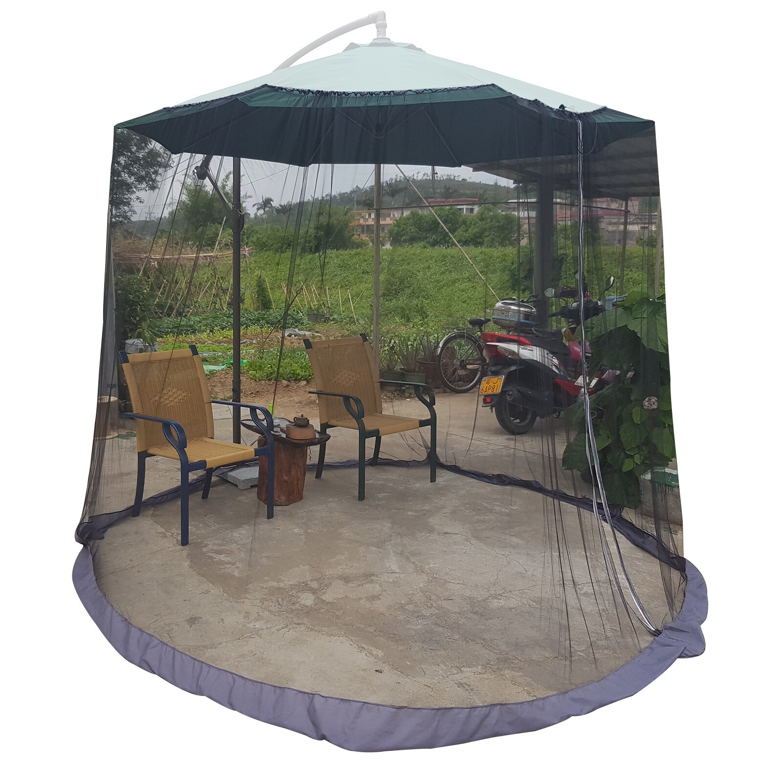 Garden Awning Mosquito Net Terrace Umbrella Mosquito Net Patio Table Umbrella Net Double-door Umbrella Tent Awning Net