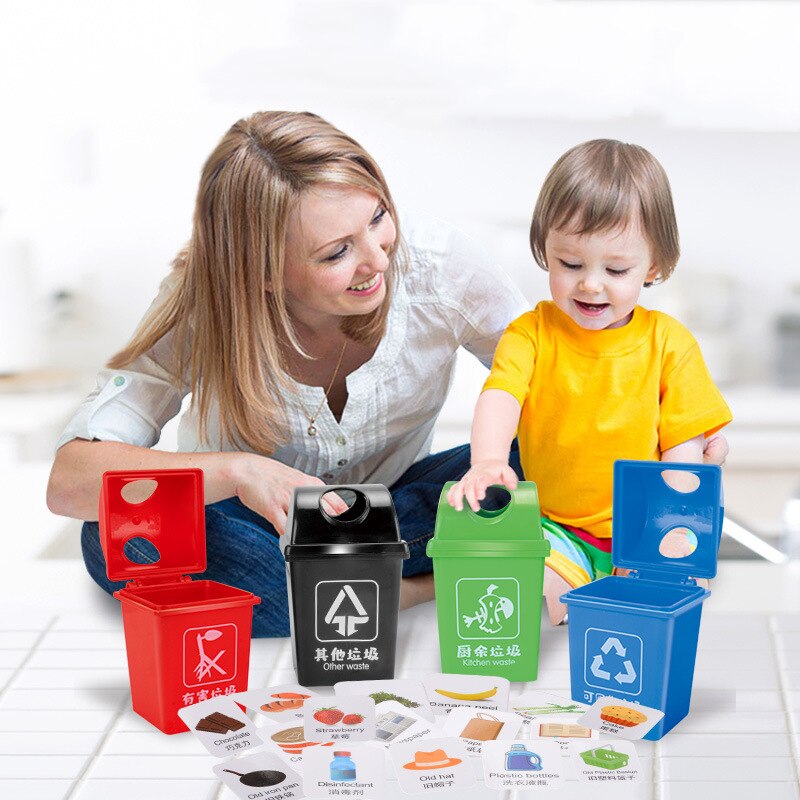 Camiones RC juguetes para niños camión eléctrico clasificación de basura juego interactivo para padres e hijos Control remoto juguetes educativos para niños