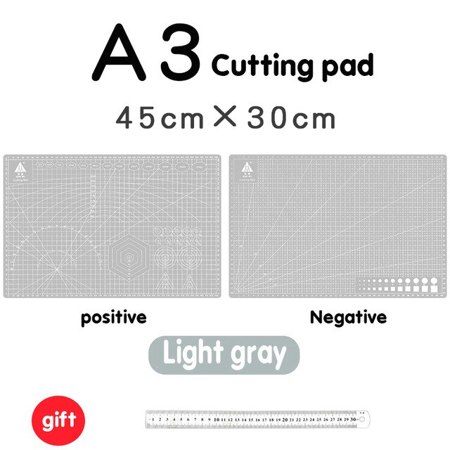 Tabla de cortar A3 de PVC, tapete para Patchwork, herramienta Manual de bricolaje, tabla de grabado de reparación automática de doble cara: light grey / A3 Mat