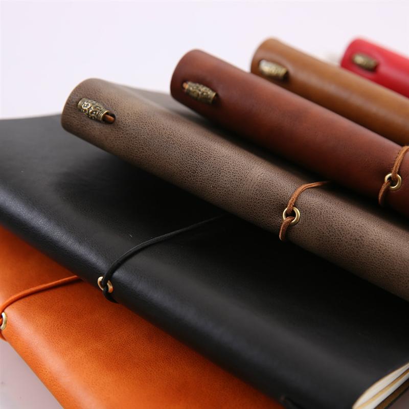 Leather Journal Writing Notebook A6 PU Leather Bound Daily Notepad for Men 76 Pages (Brown)