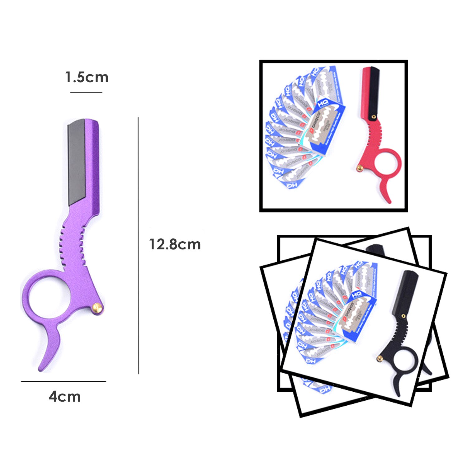 Multi-function Barber Beard Straight Edge Razor with 10 Knife Blades Eyebrow Trimming Blades Replaceable Beard Shaving Tools