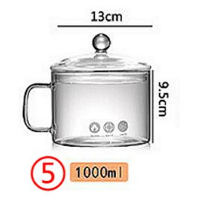 Glass Cooker kitchen 1000ML 1350ML 1500ML Silicon open flame straight pot electric ceramic stove heating glass pot with lid: Side handle 13cm