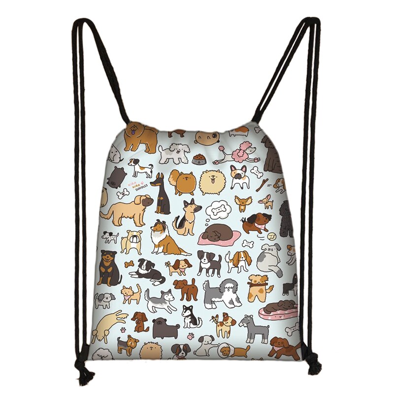 Sac à dos à cordon pour femmes, sac à dos de voyage pour adolescentes, chien du Yorkshire Terrier/bouledogue français/teckel: skdachshund12