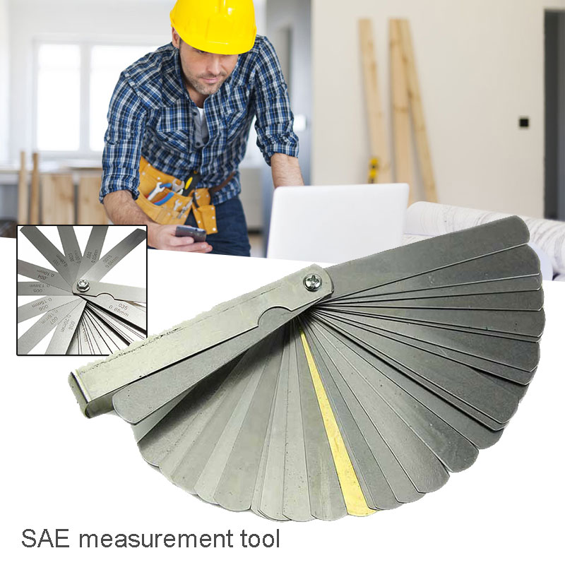 SAE Measuring Tool Feeler Convenient Filler Gauge Gauges Dual Marked Stainless-Steel 32 Blades Foldable
