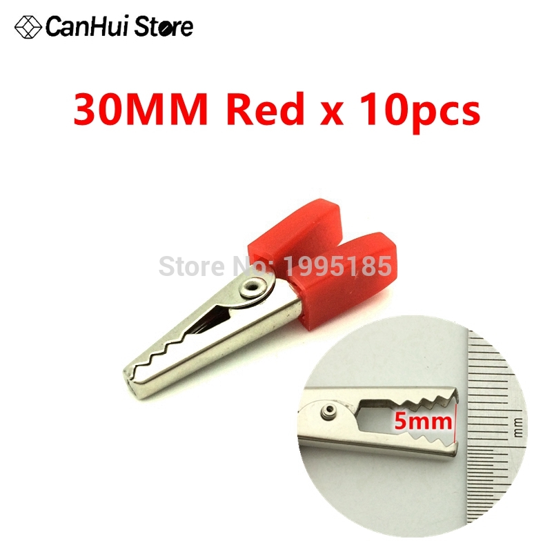 10 stk imc 30/45/50mm plasthåndtak testprobe metallkrokodilleklemmer: 30mm røde 10 stk