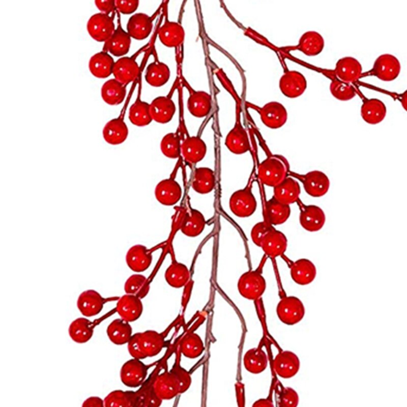 Red Berry Garland 5.9Ft Pip Berry Vine Christmas Realistic Burgundy Red Berry Hanging Garland for Xmas Winter Year F