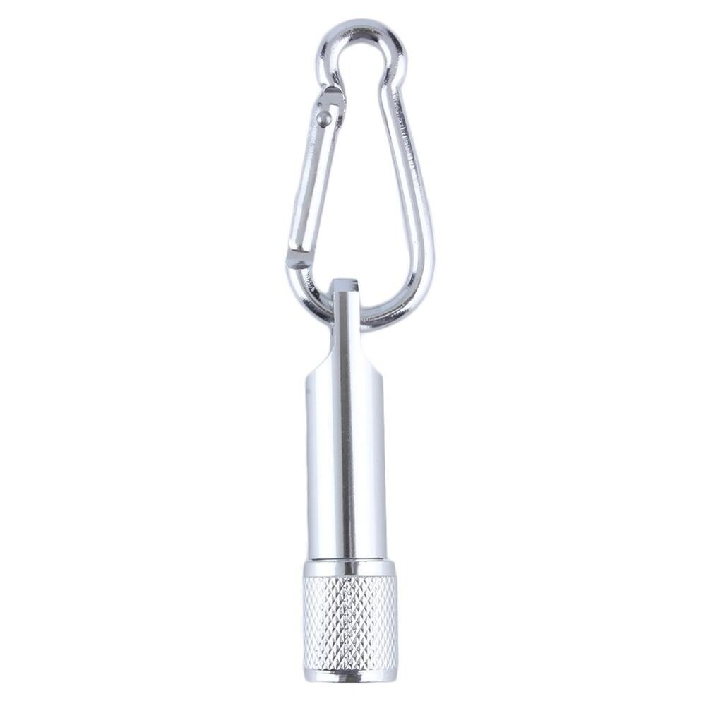Bærbar mini lommelygte nøglering krog lampe lys lomme camping lommelygte aluminium nøglering lommelygte: Sølv