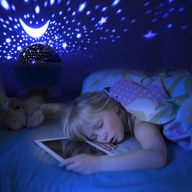 Kids star night light 360- graders roterende stjerne projektor farve bordlampe usb kabel børn baby soveværelse og fest dekorationer