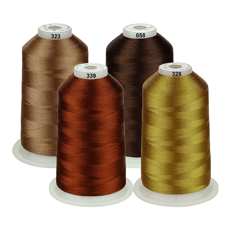 Simthread Embroidery Machine Thread 100% polyester HUGE Spool 5000 Meters 4 Colors Pack: Brown series
