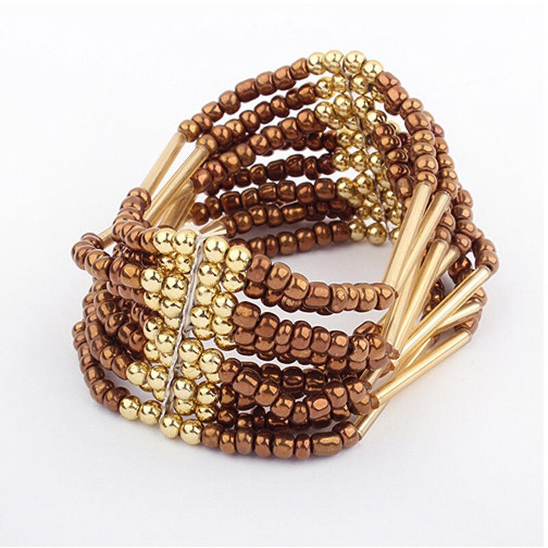 1 pc Böhmischen Stil Charming Multilayer Perlen Armband Frauen fein Schmuck arty Heißer: Coffee