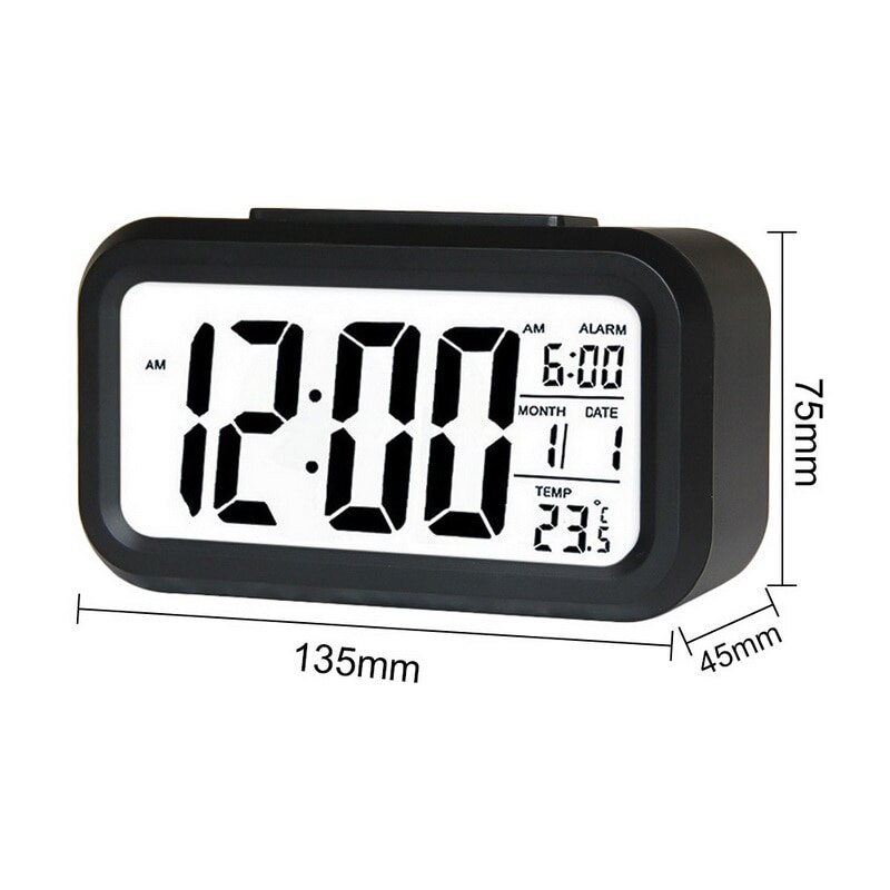 Ledet vækkeur lys digitalt ur termometer 7 farver skiftende lys nat glødende ure til børn bord desktop despertador: Sort c