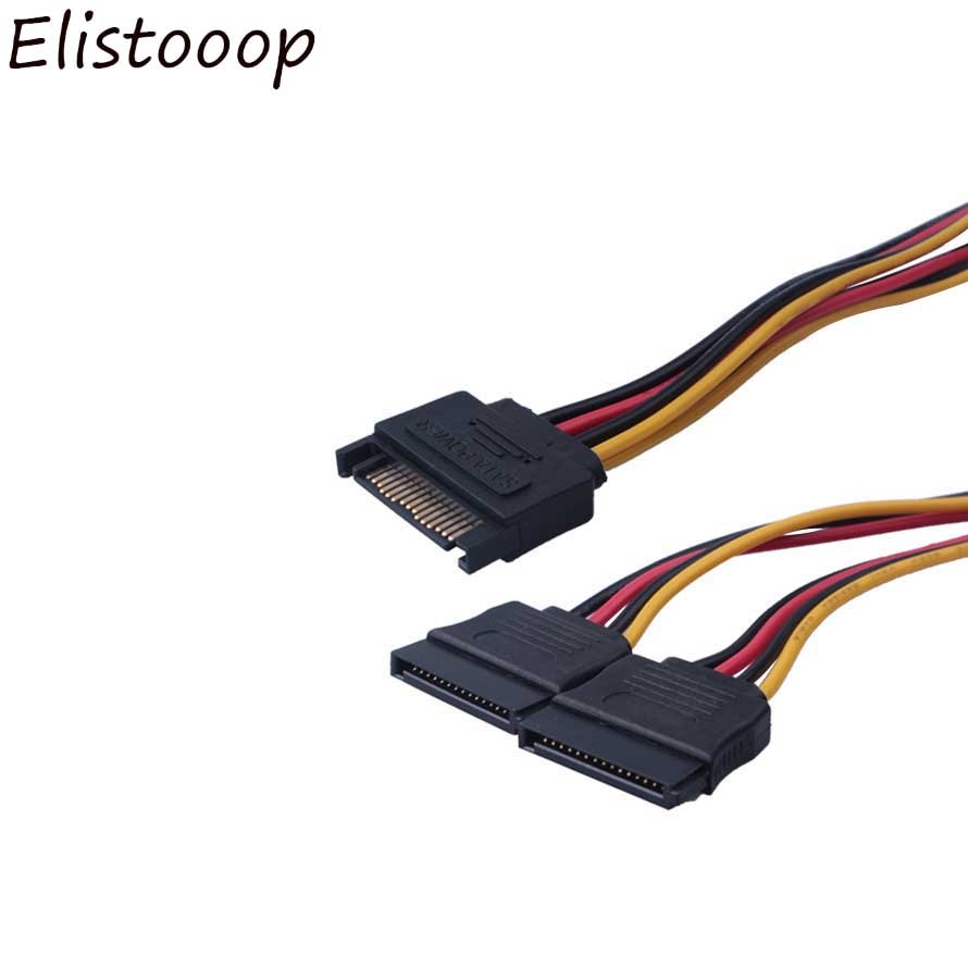 15Pin SATA Male To 2 Female Power HDD Y Splitter Connector Power Cable for PC Computer HDD Hard Disk Splitter