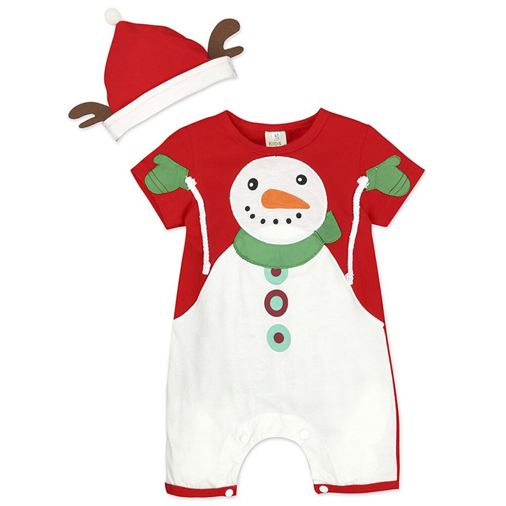 Leuke Sneeuwman Kerst Baby Kostuums Romper Overall + Hoed Kinderkleding Kinderen Pak Baby Jaar Jumpsuits