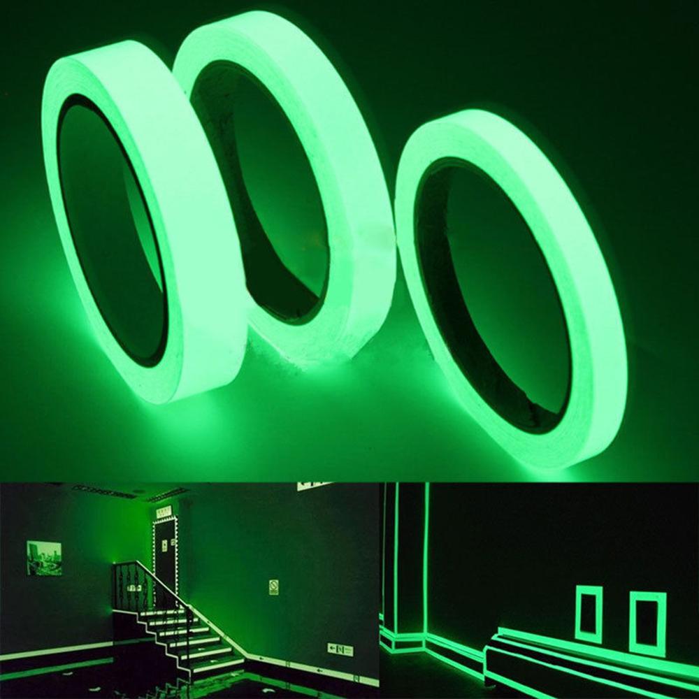 Cinta adhesiva fluorescente para decoración del hogar, cinta luminosa de seguridad que brilla en la oscuridad, 10M, 1cm, 2cm