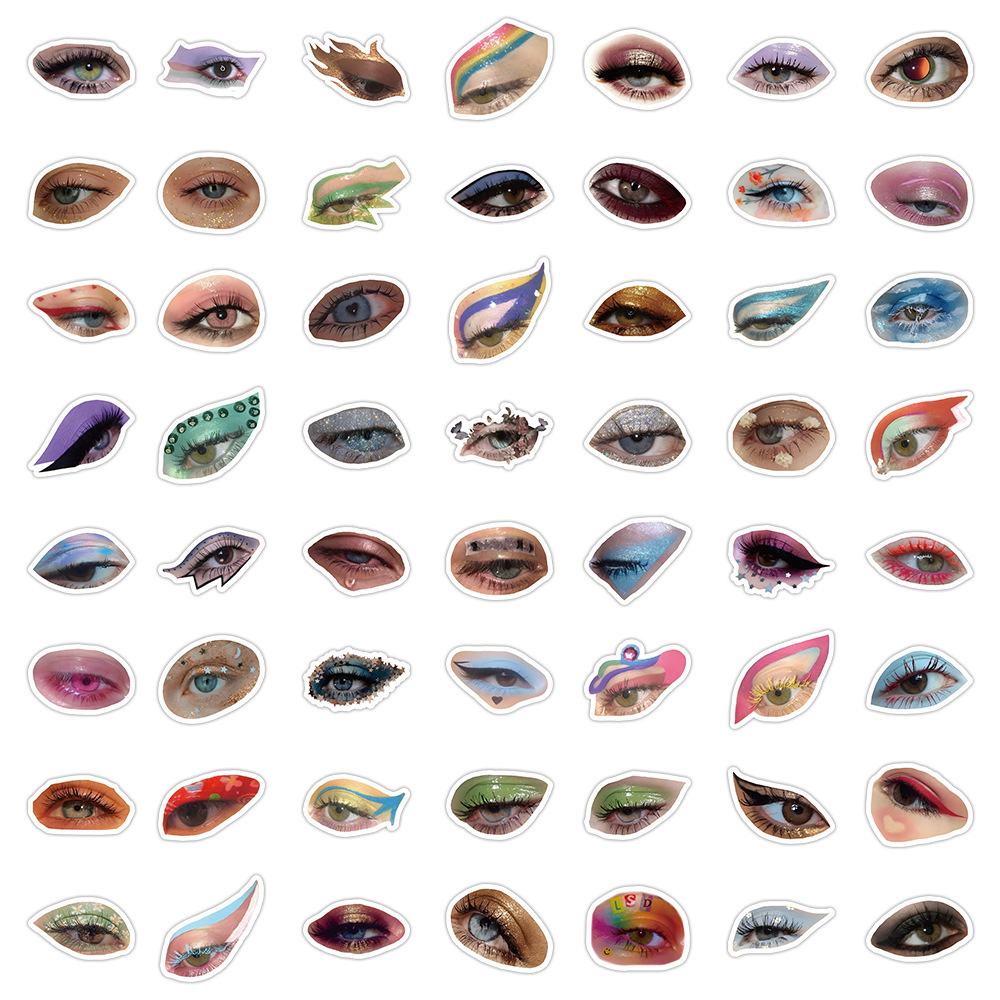 10/30/60pcs Colourful Eye Makeup Eyes Stickers Aesthetic Graffiti Cool Waterproof Decal DIY Phone Notebook Fridge Decoration Toy