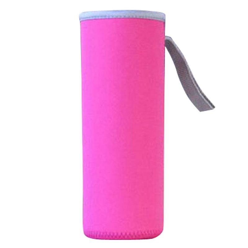 550ml urheilullinen vesipullon kansi neopreeni eriste hihalaukku laukku pussi kannettava tyhjiökuppisetti urheilu retkeilytarvikkeet: Ruusuinen 280ml
