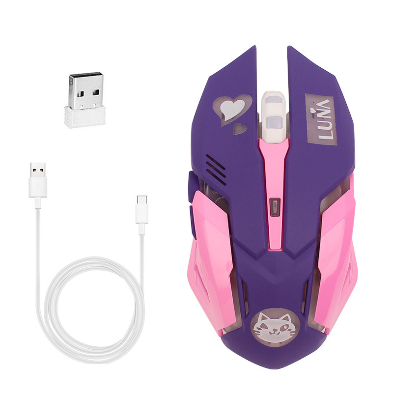 2.4Ghz Wired Gaming Muis Roze Computer Professionele E-Sport Muis 2400 Dpi Kleurrijke Backlit Stille Muis Voor Data laptop Pc: Purple