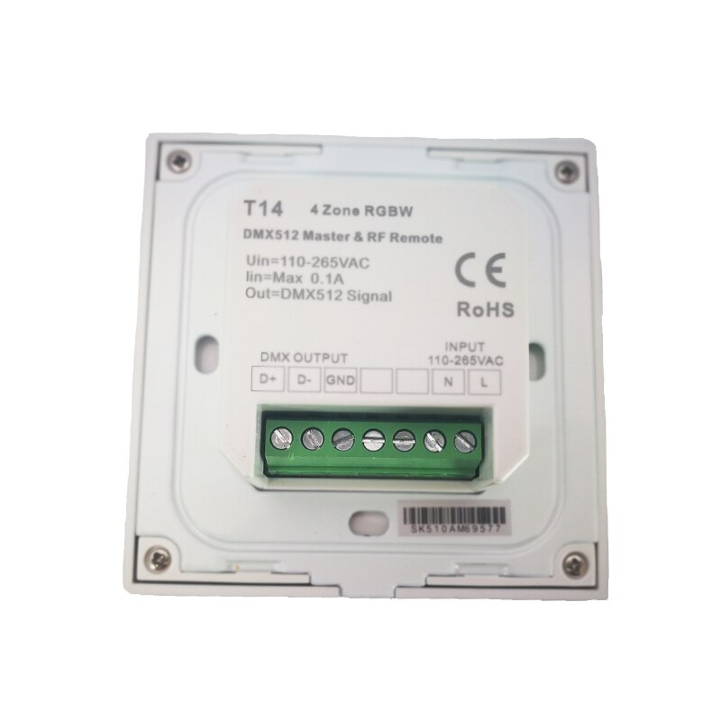 T14 Led RGBW Strip Controller Wall Mount Touch Panel DMX Master And 2.4GHz RF Wireless Dual Function 100V-240V 4 Zones