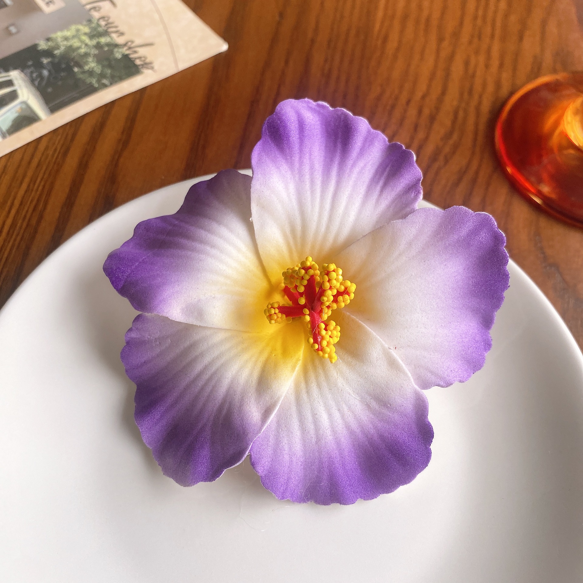 Fermaglio per capelli fiore colorato hawaiano per donne Ragazze Romantico fiore bohéaspetto clip per frangia laterale Fermagli per capelli a becco d'anatra Accessori per capelli: BIANCO
