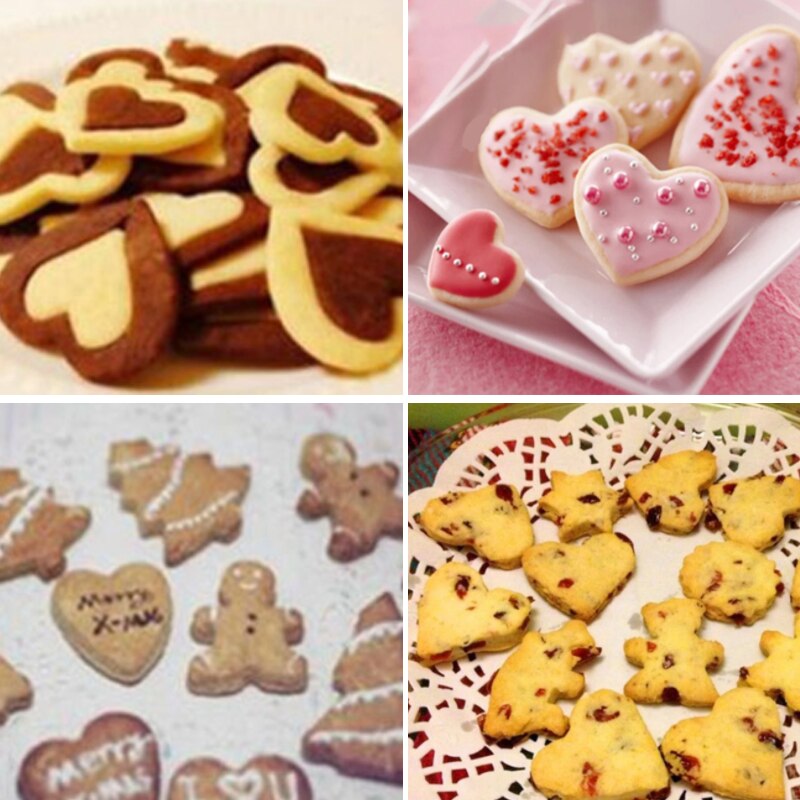 4 pièces/ensemble moules à biscuits en forme de cœur, à pâtisserie, en plastique, moule de cuisson, Fondant, sucre, moule artisanal, ustensiles de cuisson, moule à gâteau