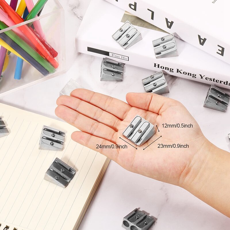48 Pieces Handheld Metal Pencil Sharpener 2 Holes Manual Pencil Sharpeners For Graphite Pencils Supplies