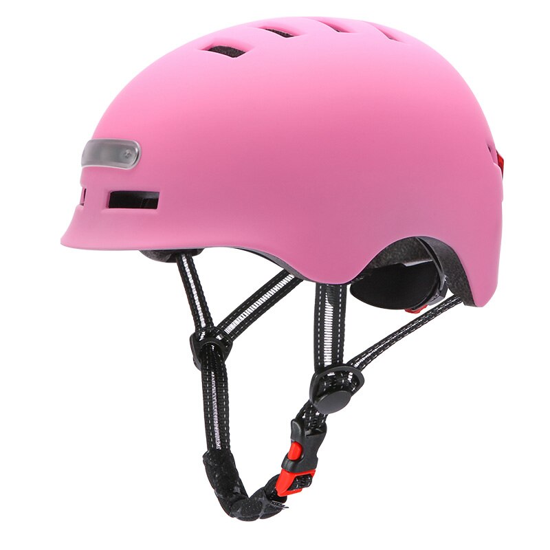Udendørs sportsbelysning advarsel med lysintegreret hjelm ridning cykel balance bil elektrisk bil scooter ridehjelm: Lyserød / M