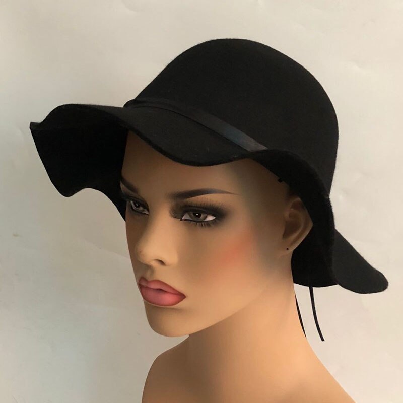 Winter Fedoras Solid Wool Warm Fedoras for Women Girl Spring Jazz Caps Wide Brim Simple Church Derby Flat Top Hats