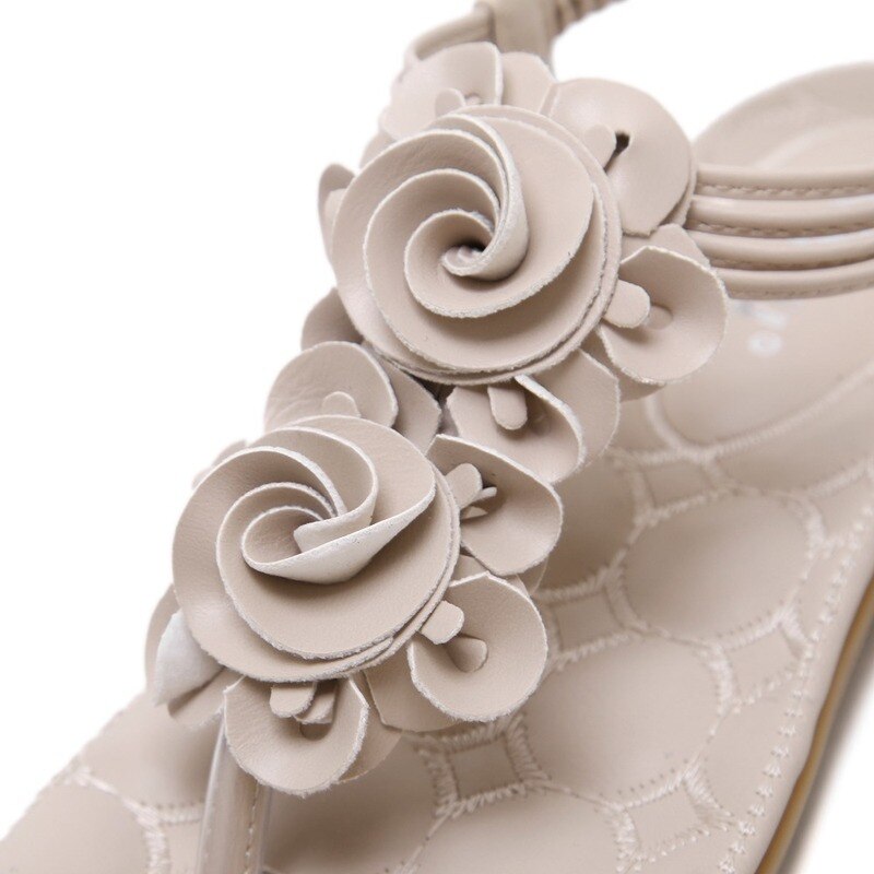 Sandalias étnicas De verano para Mujer, plataforma De flores, tacón plano, Punta abierta, banda elástica, informales, para playa y aire libre