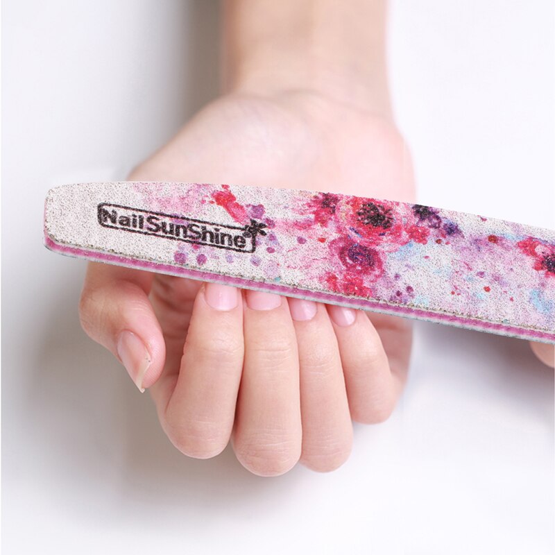 Gekleurde 10 Stks/partij Nail File Half Moon Plastic Core Vijlen Schuren Manicure Buffer Blok Set Nail Art Bestanden Voor Polish tips
