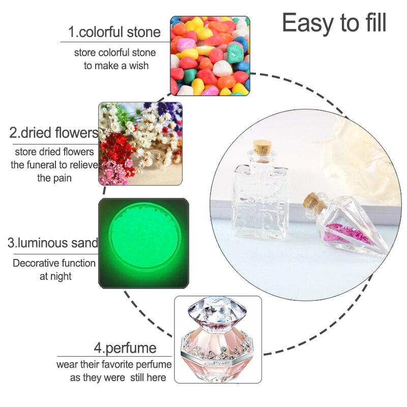 2PCS Klarglas flasche mit kork Kegel flasche anhänger Schnaps Flasche mit kork Glasflasche anhänger