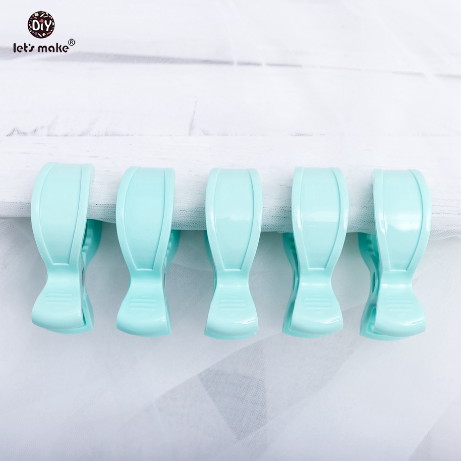 Let's make Stroller Plastic Clip Pram Clips 5pc/lot Multiple Colour Baby Shower Universal Clip Baby Nursing Accessories: mint