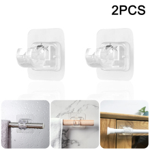 Soporte de barra ajustable de cortina sin clavos, ganchos de abrazadera, soporte Adhesivo de pared para cortina, gancho fijo para colgar, 2 uds.