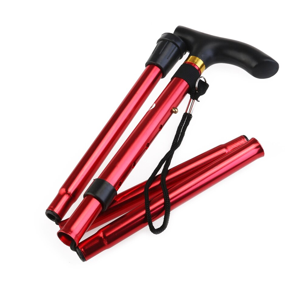 Non-slip Adjustable Height Aluminum Alloy Folding Walking Stick Cane Travel Crutch Alpenstock (Silver)