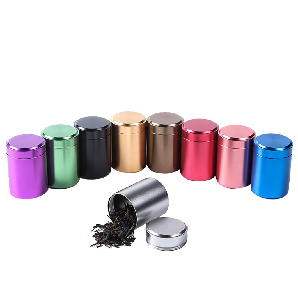 80ml Solid Color Airtight Smell Proof Container Herb Stash Metal Sealed Can Tea Jar Storage Kitchen Storage Containers Tins