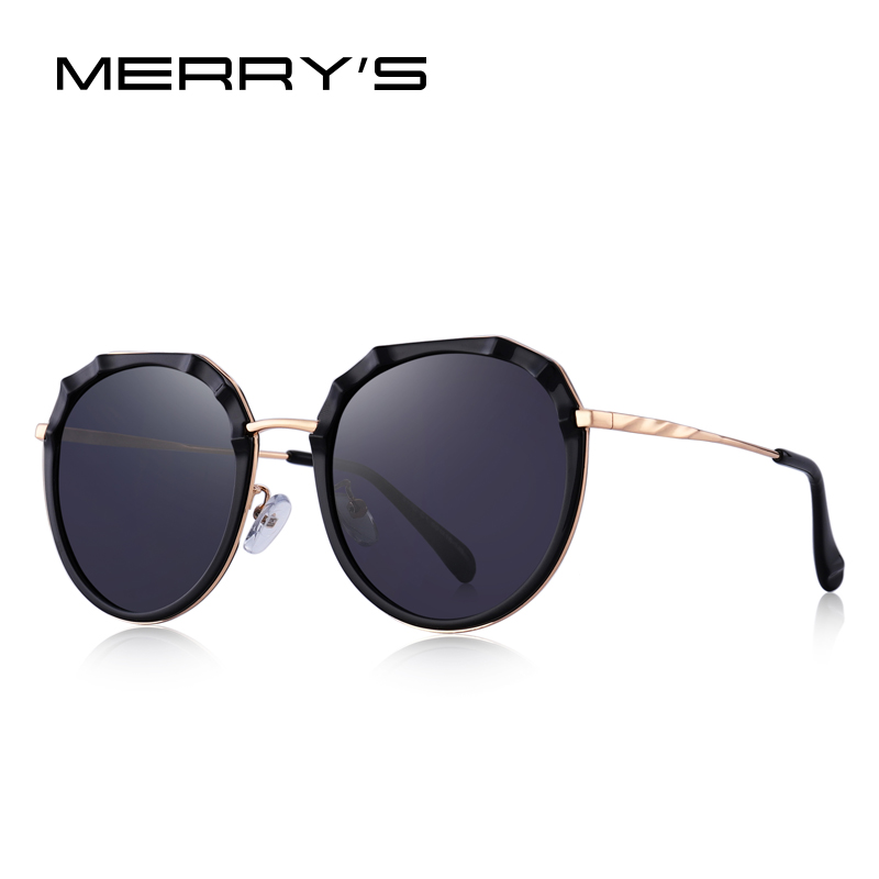 MERRYS Vrouwen Luxe Ovale Gepolariseerde Zonnebril Dames Mode Trending Roze zonnebril UV400 Bescherming S6330: C01 Black