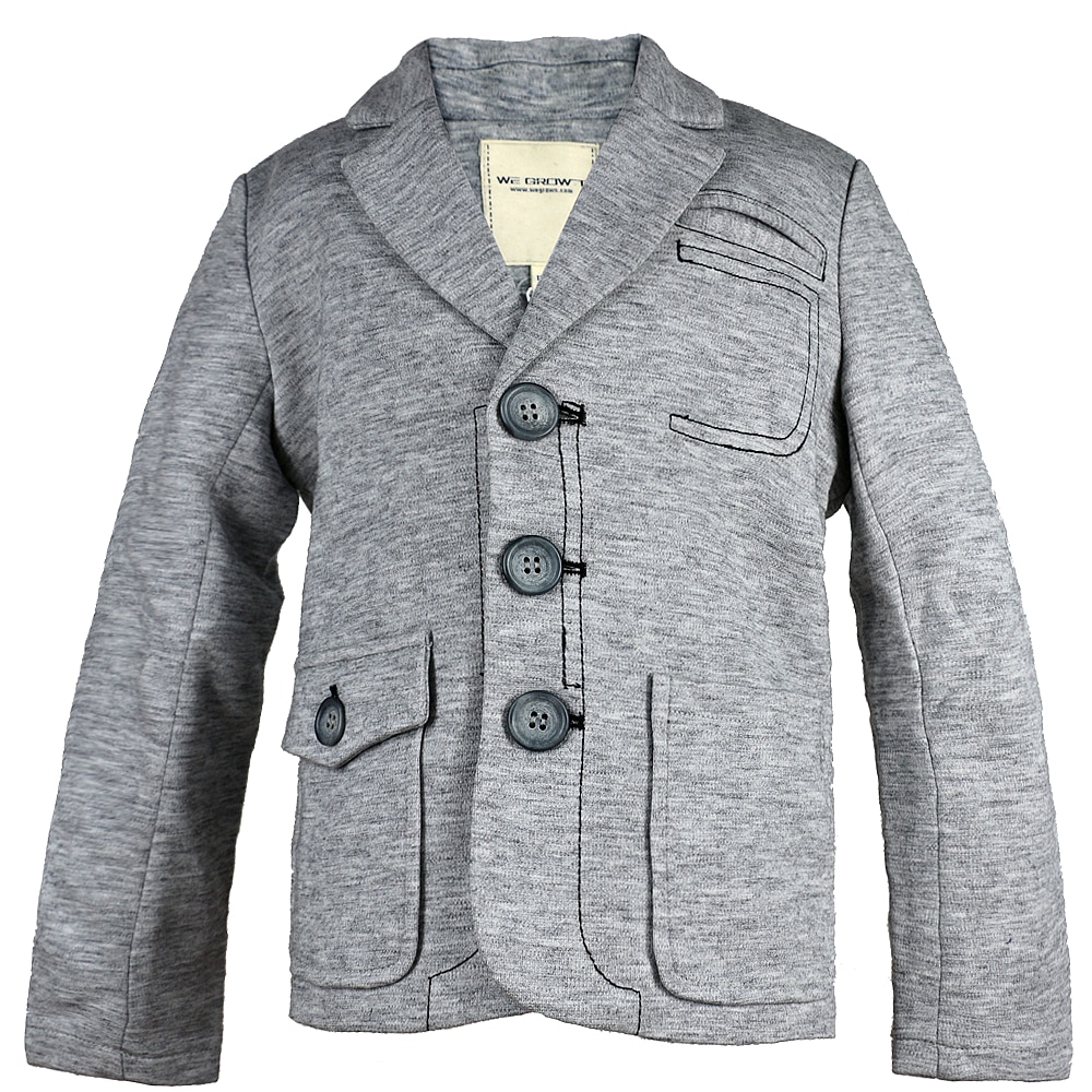 Jongens Pak Dikke Blazer Voor Kinderen Grijs Blazer Pak Soild Blazer Mode Jongen Formele Blazers Jas Jongen Knop Bovenkleding 4C0839