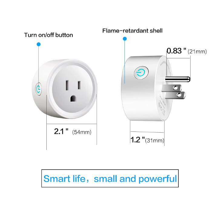 Smart Stikkontakt Adapter Wi-Fi Tuya - Stemmestyring App Smart Life - Virker med Alexa Google Home