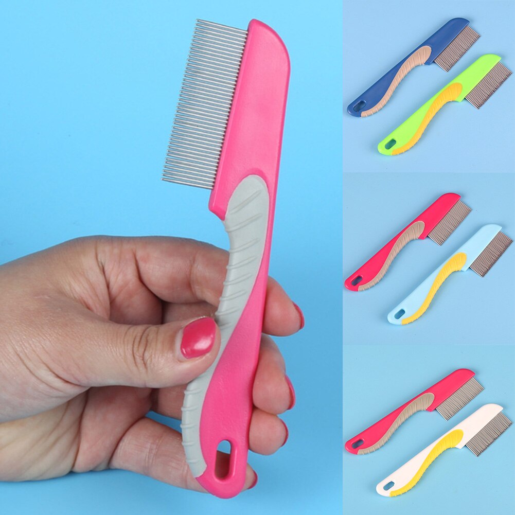 Manual Durable Practical Grooming With Handle Stainless Steel Pet Comb Supplies Cat Dog Comfortable Hair Lice Flea Fine Toothed