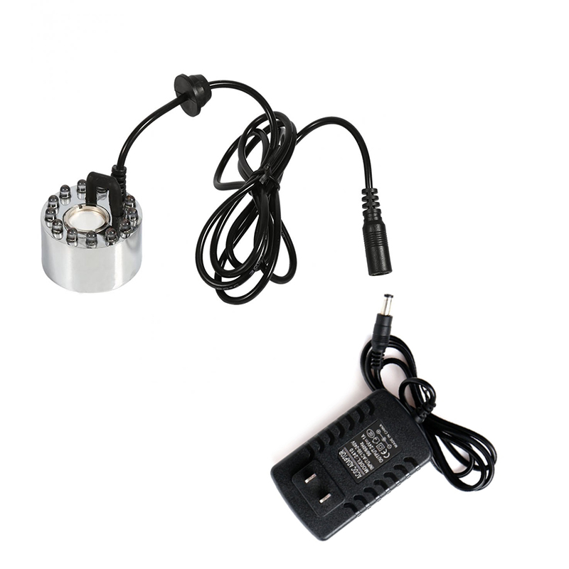 Nebulizador de niebla para acuario, fuente de agua, atomizador de estanque, humidificador de aire, manualidades, D35, 12 LED, 20mm,: US Plug