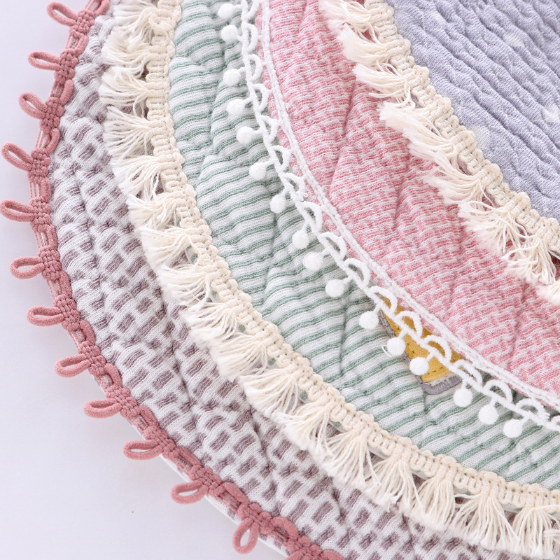 Babadores para bebês estilo flor, babadores à prova d' água com estampa de listras, de algodão duplo, para alimentação de meninos e meninas