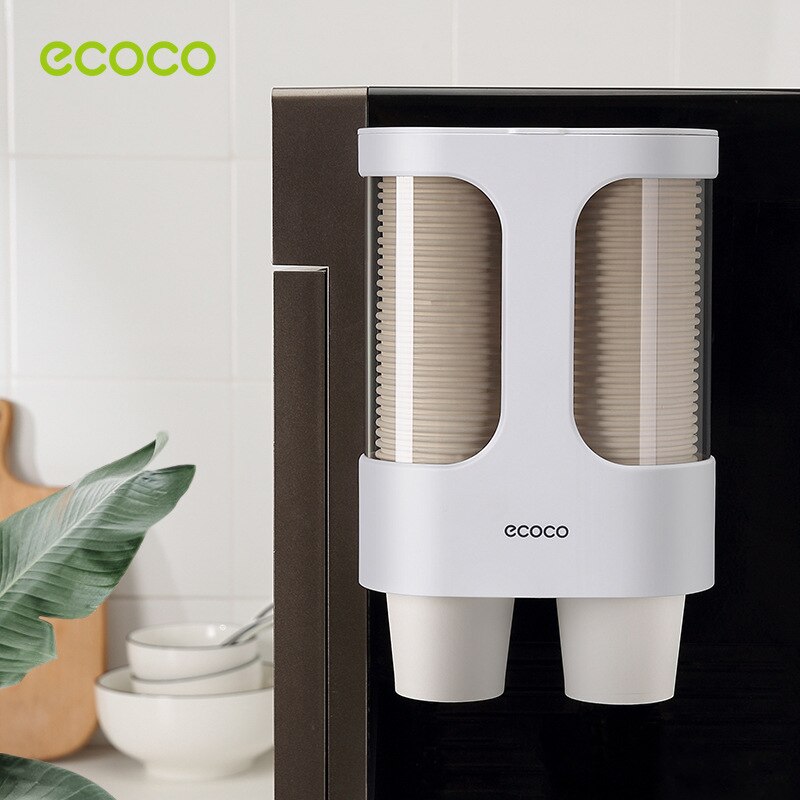 Dispensador de vasos de papel desechables, soporte de vaso de plástico para dispensador de agua, estante de almacenamiento de vasos automático montado en la pared, contenedor #8