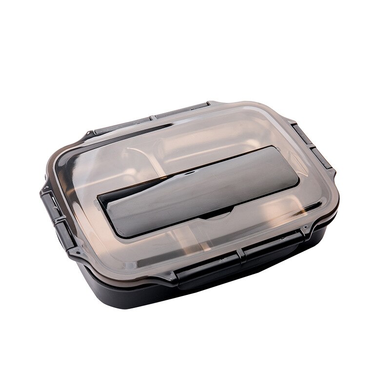 304 stainless steel divided lunch box heat preservation student fast food box bento box kindergarten anti sealed fast food: Silver