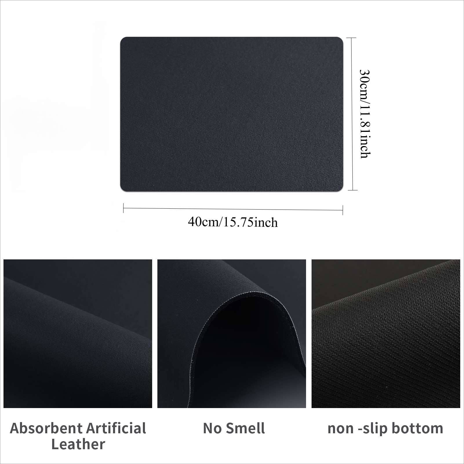 Abtropfmatte, 27,9 x 40,6 cm, Abtropfmatten für die Küchentheke, Kaffeebarmatte, selbsttropfende Trockenunterlage, wasserabsorbierende Trockenmatten: Black