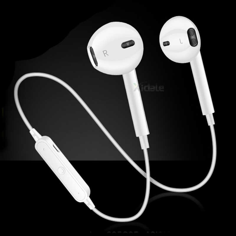 S6 Wireless Bluetooth Headset Sports Headphones 3D Stereo Built-In Microphone Stylish Bluetooth Headset Support A Variety Of App: white