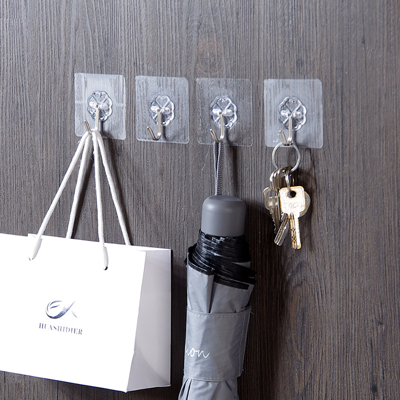 Sterke zelfklevende deurhangers, handdoekhangers, dweilhangers, handtashouders, haken, transparante keuken- en badkameraccessoires, 10 stuks