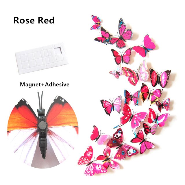 12 stuks bloemen vlinder diy decoratie stickers kinderen diy knutsel thuis feest decoratie kamer muurkunst: G