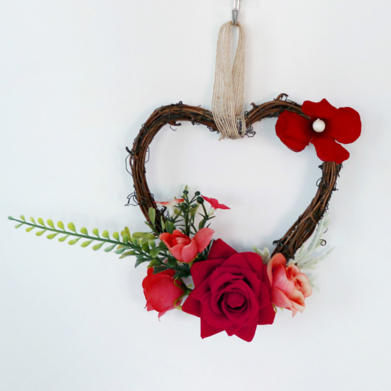 Hjerte rotting kunstig krans dør hængende simulation evig blomst plante bryllup vedhæng krans juledekoration 15cm: Wt011-4
