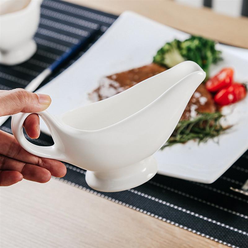1pc Gravy Boats Gravy Sauce Boats Condiment Boats Saucier Boats With Handle Container Dish Boat-Shaped Sauce Hopper Sauce Hopper