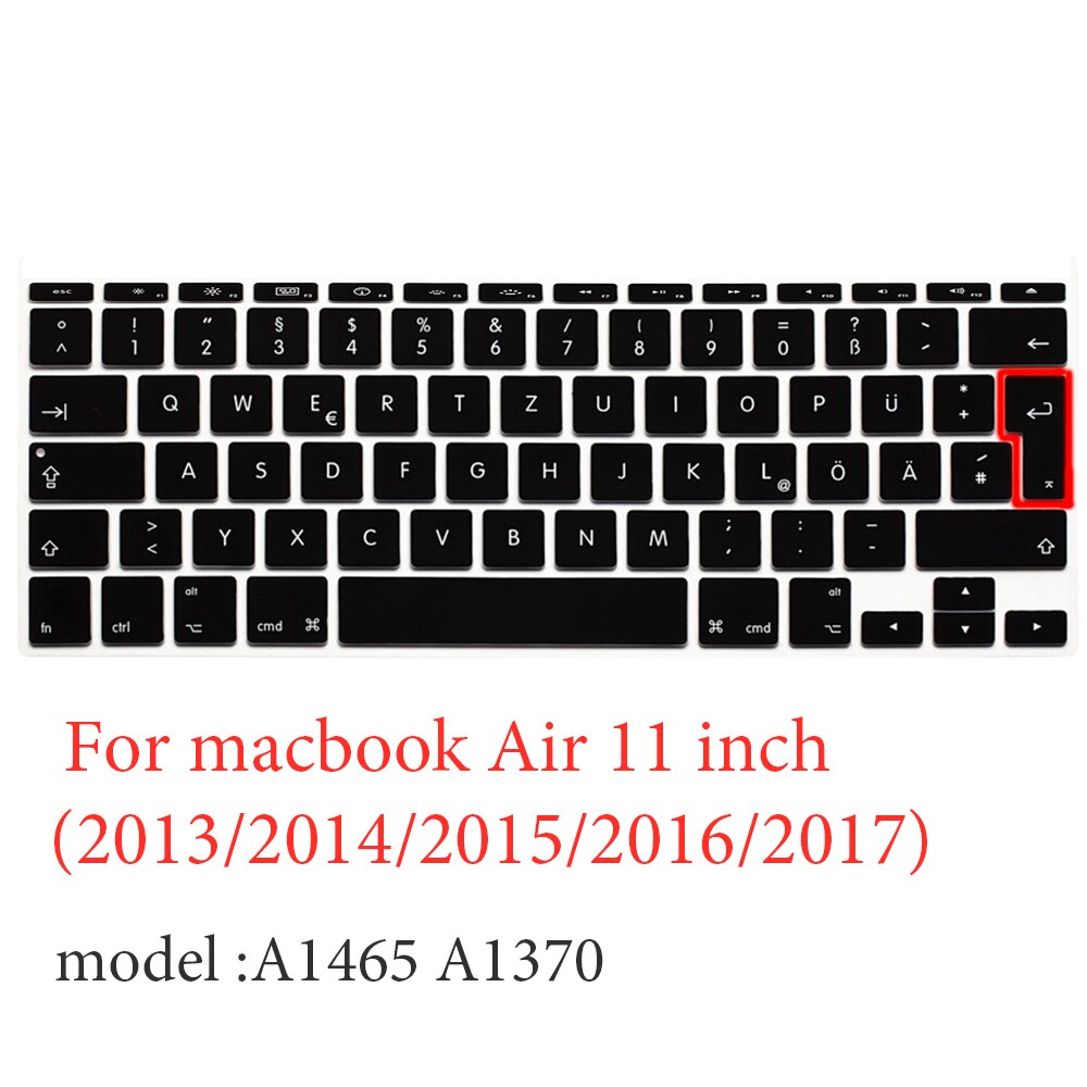 German Laptop Silicone Cover Laptop cover For macbook air 13 pro15 touchbar 11" Keyboard cover Dust-proof silicone keyboard case: Air 11